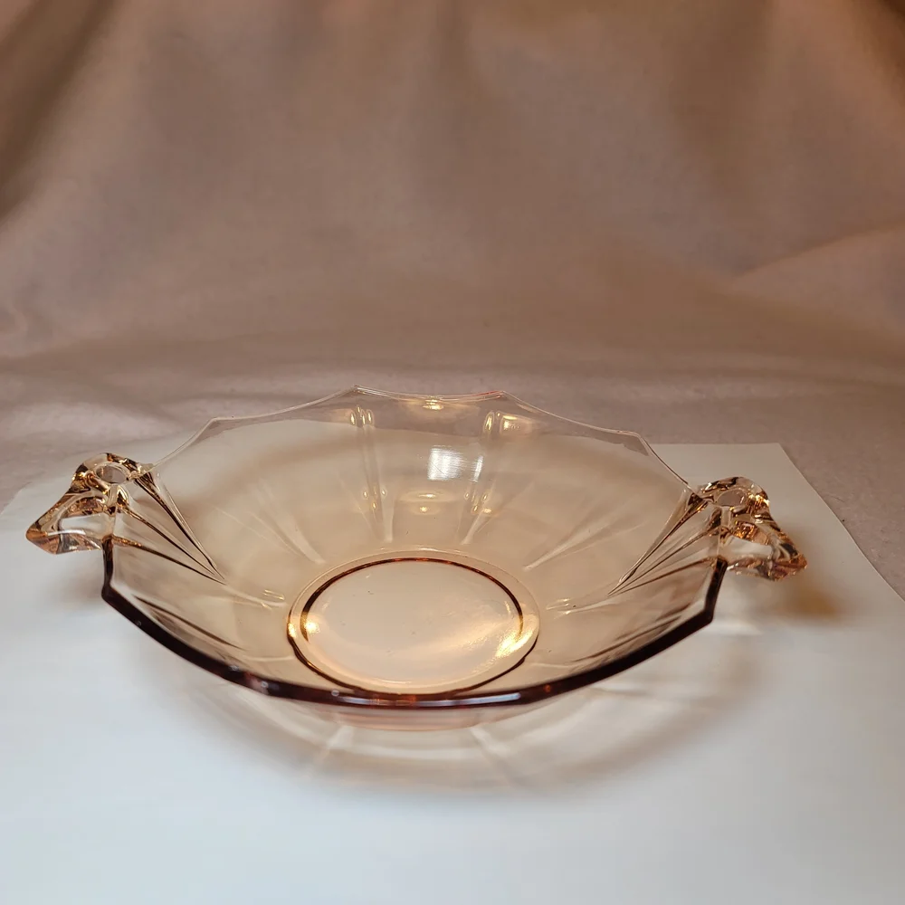 0824. Elegant 💜Amber Depression Glass w/ Handles ~ Serving Dish 💖Nice ~ 1 chip